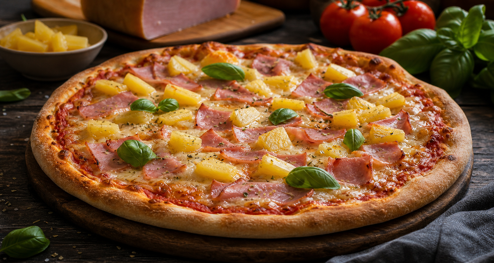 Pizza Hawaii frisch gebacken