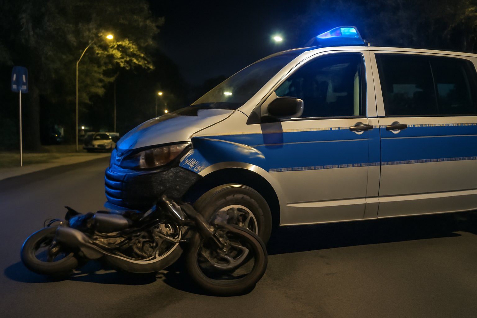 Kradfahrer entzieht sich Kontrolle und kollidiert mit Einsatzwagen in Reinickendorf und Hakenfelde