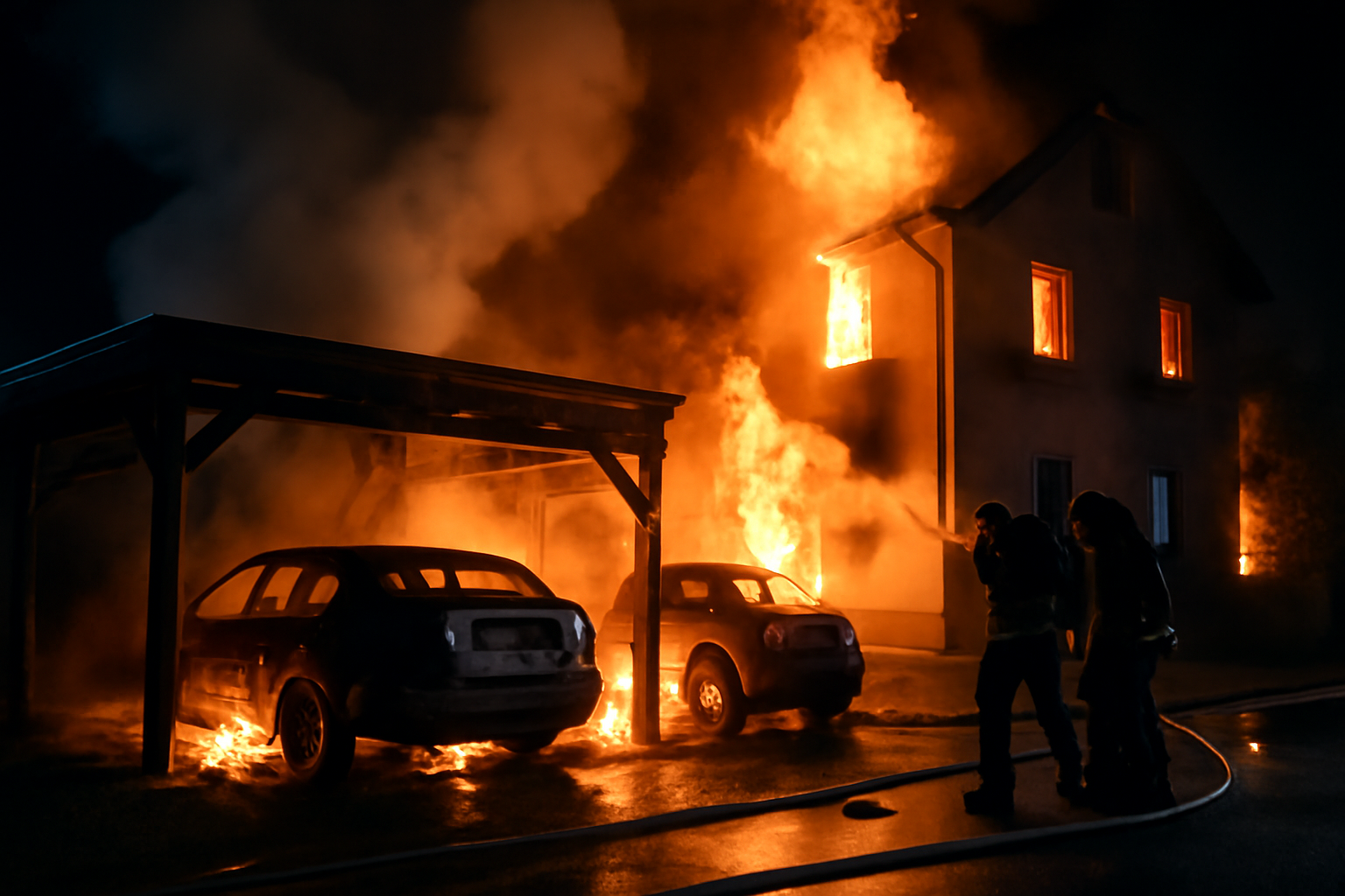 Brand in Mahlow greift von Auto auf Wohnhaus über