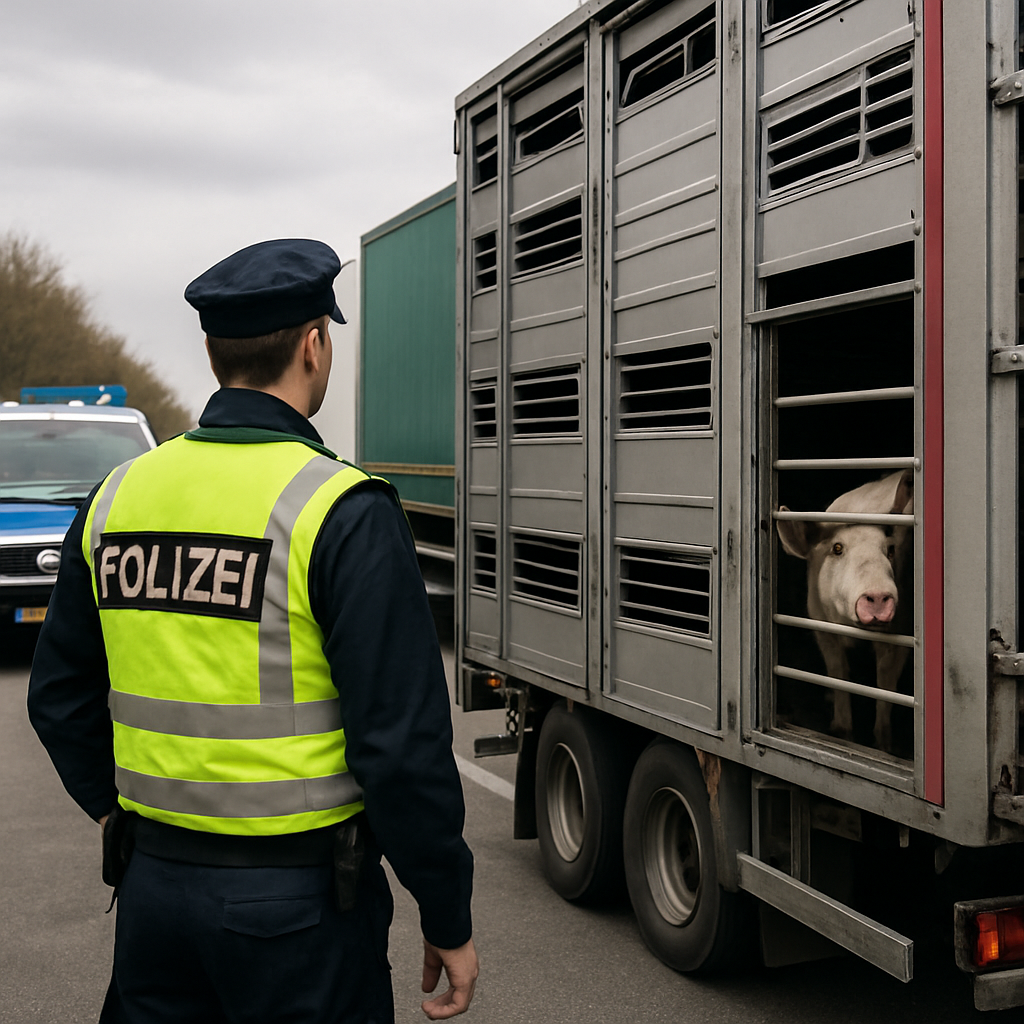 Schwerpunktkontrollen mit Fokus auf Tiertransporte (BAB 10, Parkplatz Siethener Elsbruch)