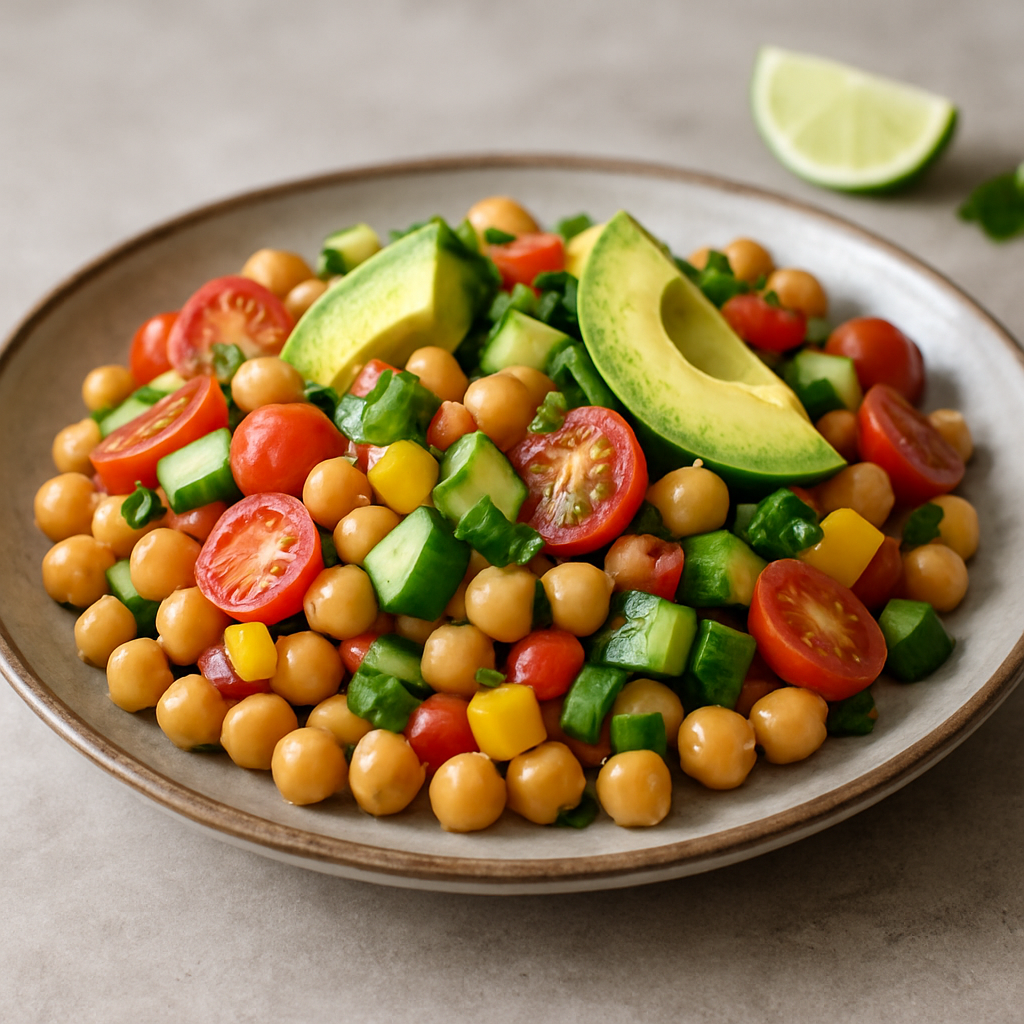 Bunter Kichererbsensalat mit Avocado