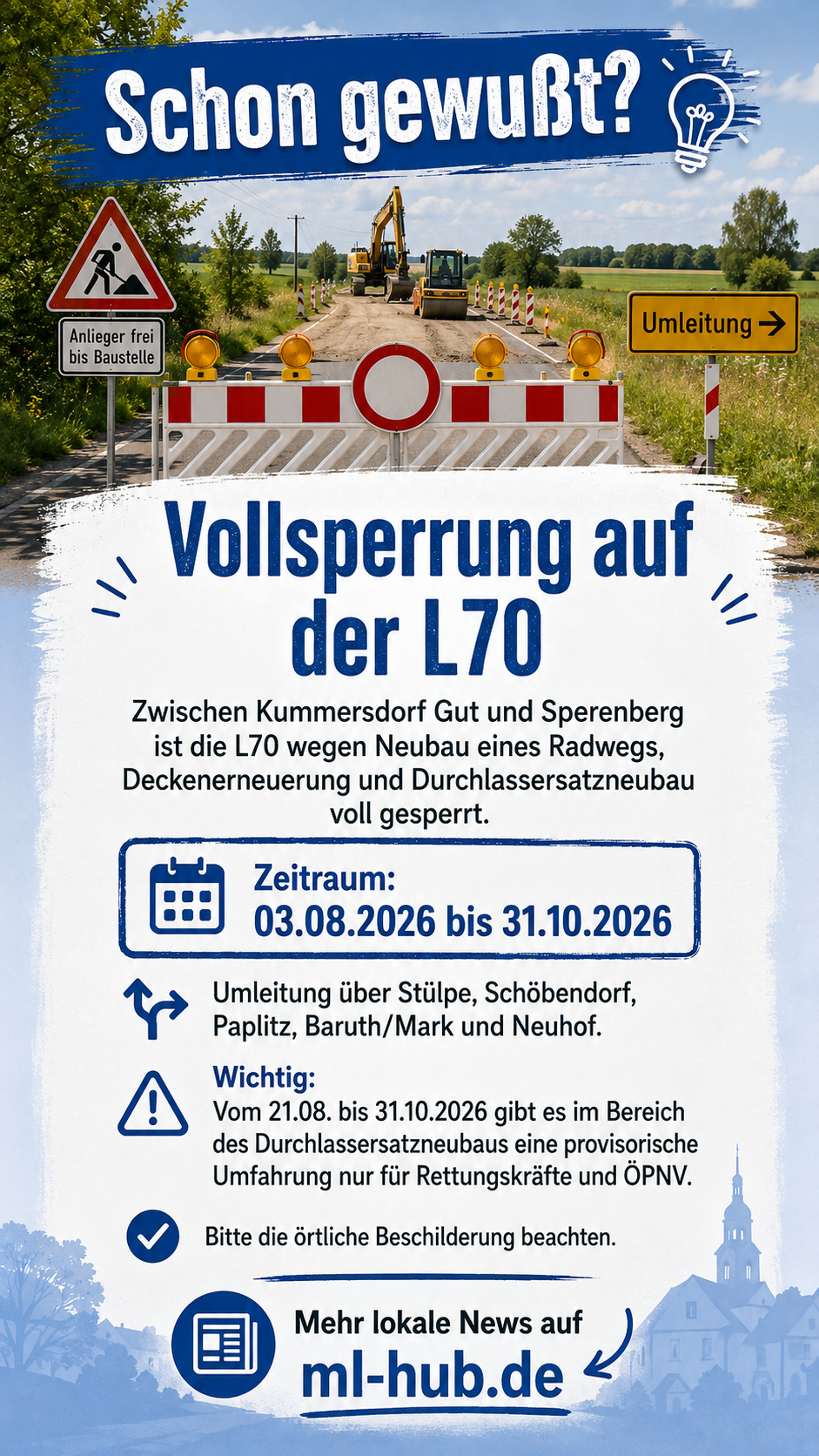Vollsperrung auf der L70